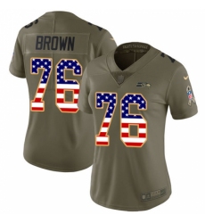 Women's Nike Seattle Seahawks #76 Duane Brown Limited Olive/USA Flag 2017 Salute to Service NFL Jersey