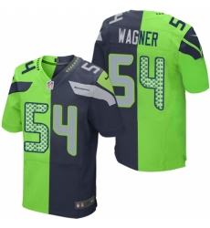 Men's Nike Seattle Seahawks #54 Bobby Wagner Elite Navy/Green Split Fashion NFL Jersey