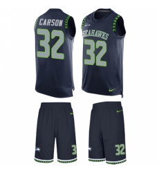 Men's Nike Seattle Seahawks #32 Chris Carson Limited Steel Blue Tank Top Suit NFL Jersey