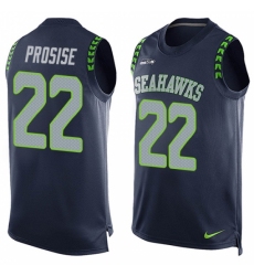 Men's Nike Seattle Seahawks #22 C. J. Prosise Limited Steel Blue Player Name & Number Tank Top NFL Jersey