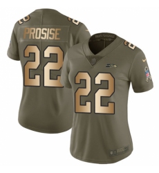 Women's Nike Seattle Seahawks #22 C. J. Prosise Limited Olive/Gold 2017 Salute to Service NFL Jersey