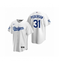 Men's Los Angeles Dodgers #31 Joc Pederson White 2020 World Series Champions Replica Jersey