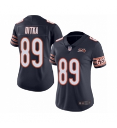 Women's Chicago Bears #89 Mike Ditka Navy Blue Team Color 100th Season Limited Football Jersey