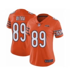 Women's Chicago Bears #89 Mike Ditka Orange Alternate 100th Season Limited Football Jersey