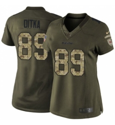 Women's Nike Chicago Bears #89 Mike Ditka Elite Green Salute to Service NFL Jersey