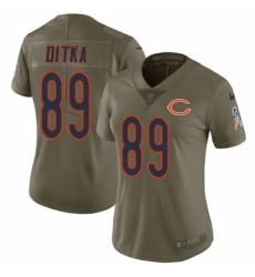 Women's Nike Chicago Bears #89 Mike Ditka Limited Olive 2017 Salute to Service NFL Jersey