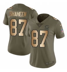 Women's Nike Chicago Bears #87 Adam Shaheen Limited Olive/Gold Salute to Service NFL Jersey
