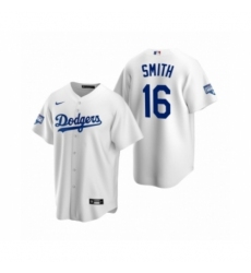 Men's Los Angeles Dodgers #16 Will Smith White 2020 World Series Champions Replica Jersey