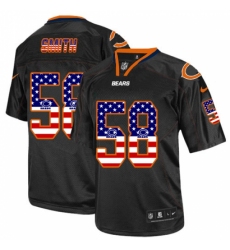 Men's Nike Chicago Bears #58 Roquan Smith Elite Black USA Flag Fashion NFL Jersey