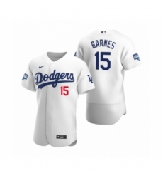 Men's Los Angeles Dodgers #15 Austin Barnes White 2020 World Series Champions Authentic Jersey
