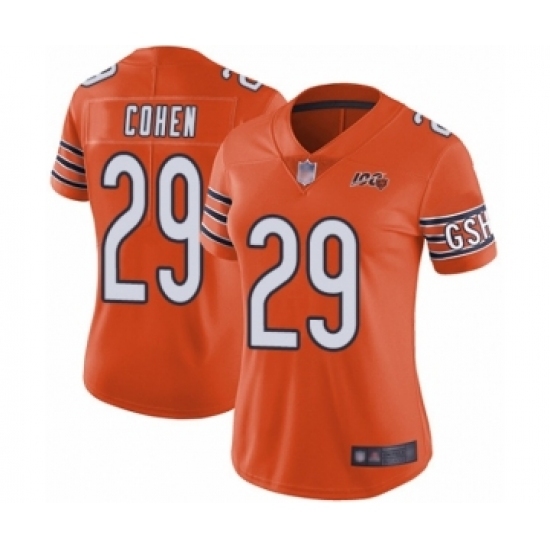 Women's Chicago Bears #29 Tarik Cohen Orange Alternate 100th Season Limited Football Jersey Women's Chicago Bears #29 Tarik Cohen Orange Alternate 100th Season Limited Football Jersey