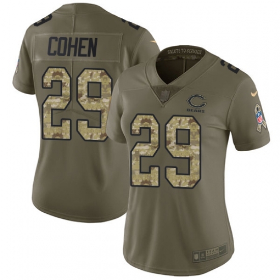 Women's Nike Chicago Bears #29 Tarik Cohen Limited Olive/Camo Salute to Service NFL Jersey Women's Nike Chicago Bears #29 Tarik Cohen Limited Olive/Camo Salute to Service NFL Jersey