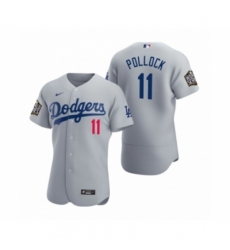 Men's Los Angeles Dodgers #11 A.J. Pollock Nike Gray 2020 World Series Authentic Jersey