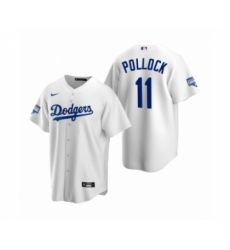 Men's Los Angeles Dodgers #11 A.J. Pollock White 2020 World Series Champions Replica Jersey