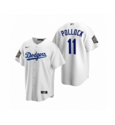 Men's Los Angeles Dodgers #11 A.J. Pollock White 2020 World Series Replica Jersey