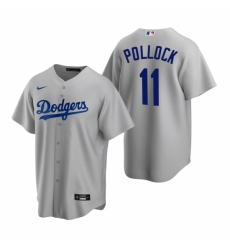 Men's Nike Los Angeles Dodgers #11 A.J. Pollock Gray Alternate Stitched Baseball Jersey