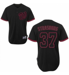 Men's Majestic Washington Nationals #37 Stephen Strasburg Authentic Black Fashion MLB Jersey