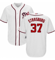 Men's Majestic Washington Nationals #37 Stephen Strasburg Replica White Home Cool Base MLB Jersey