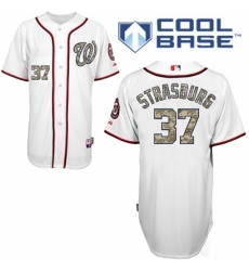 Men's Majestic Washington Nationals #37 Stephen Strasburg Replica White USMC Cool Base MLB Jersey