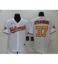 Men's Nike Washington Nationals #37 Stephen Strasburg White Gold Home Stitched Baseball Jersey