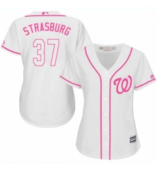 Women's Majestic Washington Nationals #37 Stephen Strasburg Authentic White Fashion Cool Base MLB Jersey