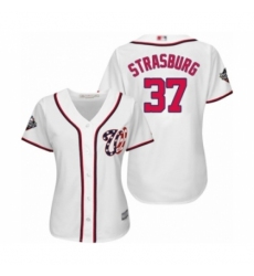 Women's Washington Nationals #37 Stephen Strasburg Authentic White Home Cool Base 2019 World Series Bound Baseball Jersey