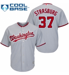 Youth Majestic Washington Nationals #37 Stephen Strasburg Authentic Grey Road Cool Base MLB Jersey