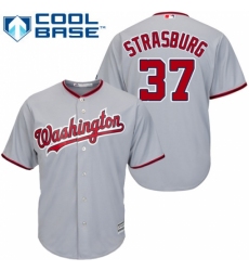 Youth Majestic Washington Nationals #37 Stephen Strasburg Replica Grey Road Cool Base MLB Jersey