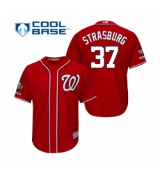 Youth Washington Nationals #37 Stephen Strasburg Authentic Red Alternate 1 Cool Base 2019 World Series Champions Baseball Jersey