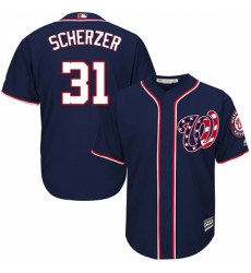 Men's Majestic Washington Nationals #31 Max Scherzer Replica Navy Blue Alternate 2 Cool Base MLB Jersey