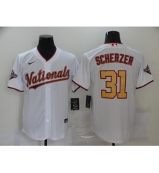 Men's Nike Washington Nationals #31 Max Scherzer White Gold Home Stitched Baseball Jersey