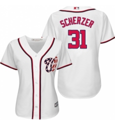 Women's Majestic Washington Nationals #31 Max Scherzer Replica White Home Cool Base MLB Jersey