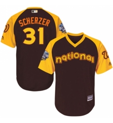 Youth Majestic Washington Nationals #31 Max Scherzer Authentic Brown 2016 All-Star National League BP Cool Base MLB Jersey