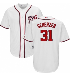 Youth Majestic Washington Nationals #31 Max Scherzer Replica White Home Cool Base MLB Jersey