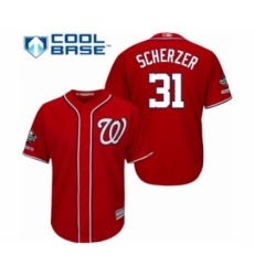 Youth Washington Nationals #31 Max Scherzer Authentic Red Alternate 1 Cool Base 2019 World Series Champions Baseball Jersey