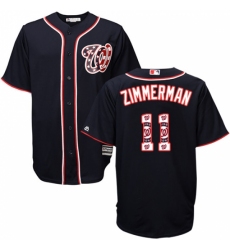 Men's Majestic Washington Nationals #11 Ryan Zimmerman Authentic Navy Blue Team Logo Fashion Cool Base MLB Jersey