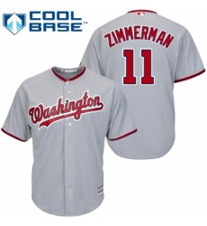 Men's Majestic Washington Nationals #11 Ryan Zimmerman Replica Grey Road Cool Base MLB Jersey