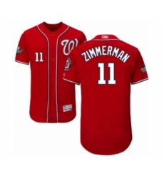 Men's Washington Nationals #11 Ryan Zimmerman Red Alternate Flex Base Authentic Collection 2019 World Series Bound Baseball Jersey