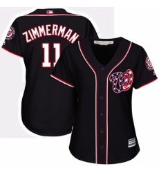 Women's Majestic Washington Nationals #11 Ryan Zimmerman Authentic Navy Blue Alternate 2 Cool Base MLB Jersey