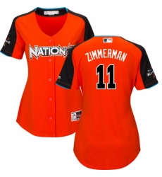 Women's Majestic Washington Nationals #11 Ryan Zimmerman Authentic Orange National League 2017 MLB All-Star MLB Jersey