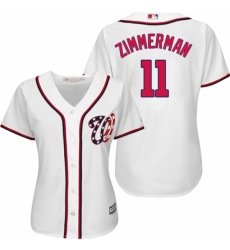 Women's Majestic Washington Nationals #11 Ryan Zimmerman Authentic White Home Cool Base MLB Jersey