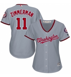 Women's Majestic Washington Nationals #11 Ryan Zimmerman Replica Grey Road Cool Base MLB Jersey