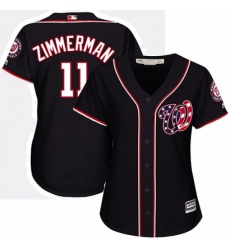 Women's Majestic Washington Nationals #11 Ryan Zimmerman Replica Navy Blue Alternate 2 Cool Base MLB Jersey