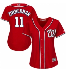 Women's Majestic Washington Nationals #11 Ryan Zimmerman Replica Red Alternate 1 Cool Base MLB Jersey