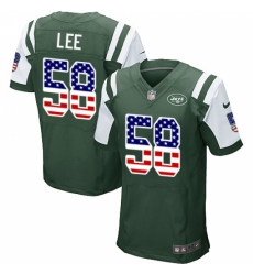 Men's Nike New York Jets #58 Darron Lee Elite Green Home USA Flag Fashion NFL Jersey