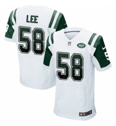 Men's Nike New York Jets #58 Darron Lee Elite White Road Drift Fashion NFL Jersey