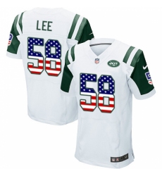 Men's Nike New York Jets #58 Darron Lee Elite White Road USA Flag Fashion NFL Jersey