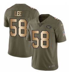 Men's Nike New York Jets #58 Darron Lee Limited Olive/Gold 2017 Salute to Service NFL Jersey