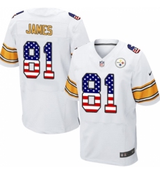Men's Nike Pittsburgh Steelers #81 Jesse James Elite White Road USA Flag Fashion NFL Jersey