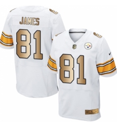 Men's Nike Pittsburgh Steelers #81 Jesse James Elite White/Gold NFL Jersey